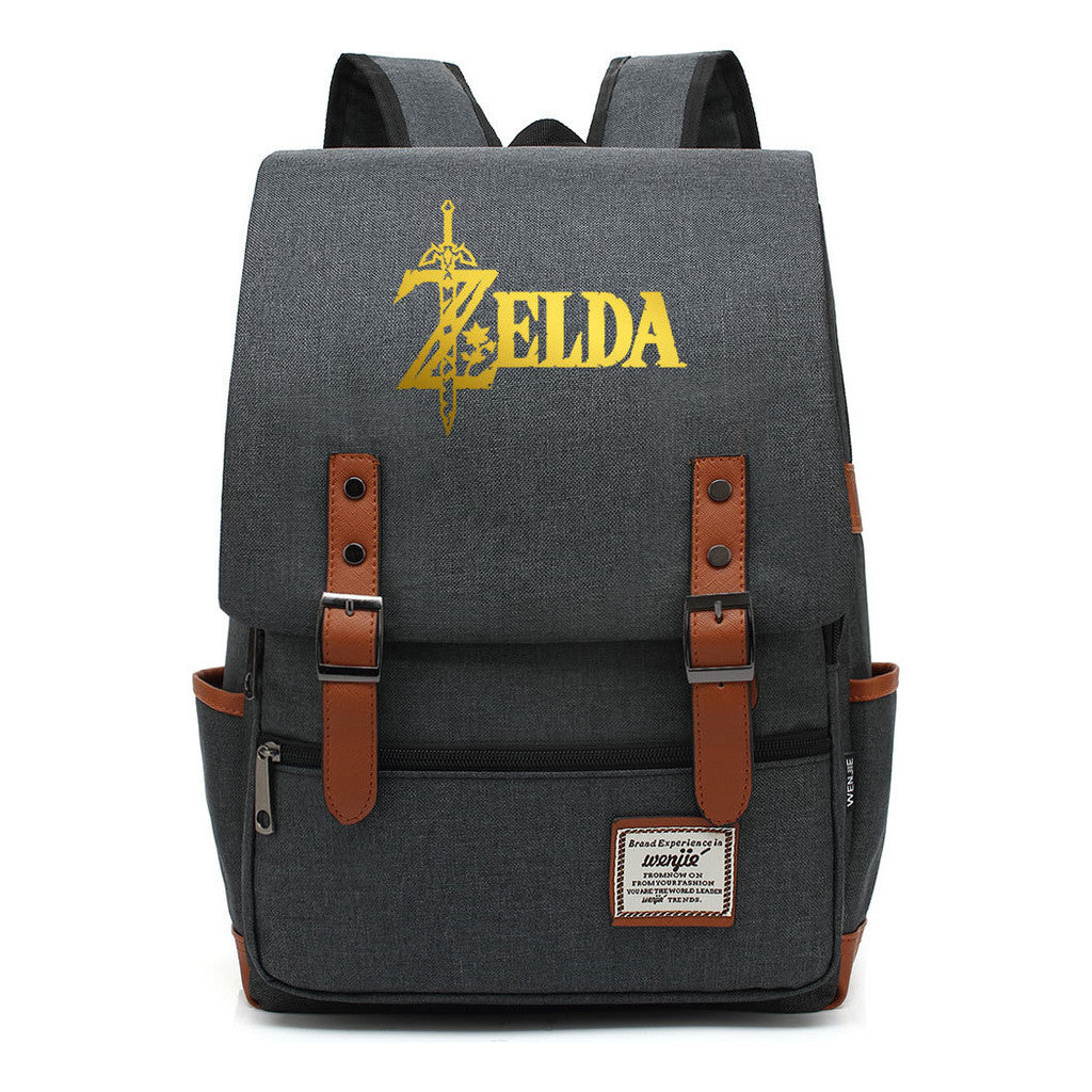 Golden Game Zelda Printed Youth Student Backpack For Men And Women, Casual Belt Buckle, Classic Backpack