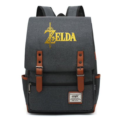 Golden Game Zelda Printed Youth Student Backpack For Men And Women, Casual Belt Buckle, Classic Backpack