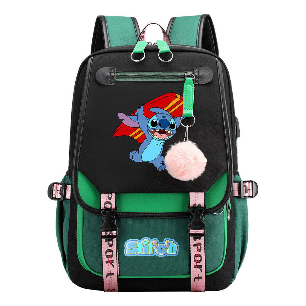 Usb Youth Backpack With Casual Woven Strap Flap Backpack