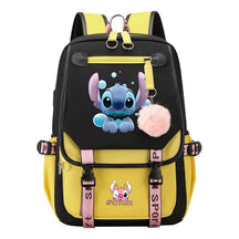 Interstellar Baby Stitch Usb Student Backpack For Boys And Girls, Casual Woven Strap Flip Back Backpack