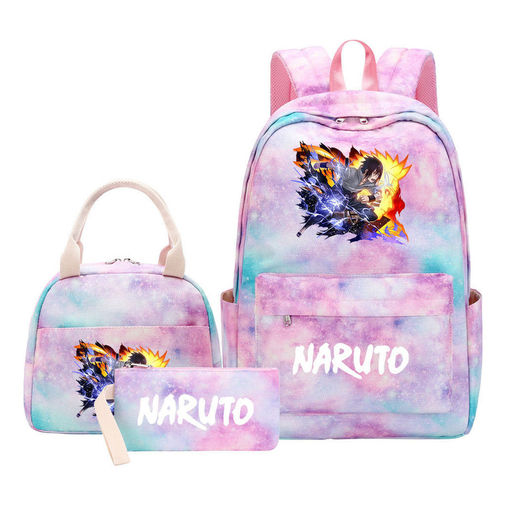 Naruto Student Girl Backpack Lunch Bag Three Piece Set Backpack Set