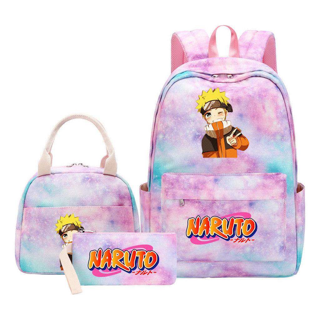 Naruto Student Girl Backpack Lunch Bag Three Piece Set Backpack Set
