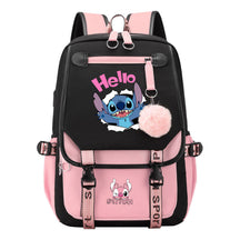 Interstellar Baby Stitch Usb Backpack For Men And Women, Casual Woven Strap Flip Back Backpack