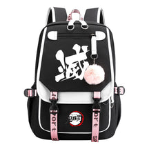 Japanese Cartoon Fashion Usb Youth Student Backpack With Casual Woven Strap Flip Back Backpack