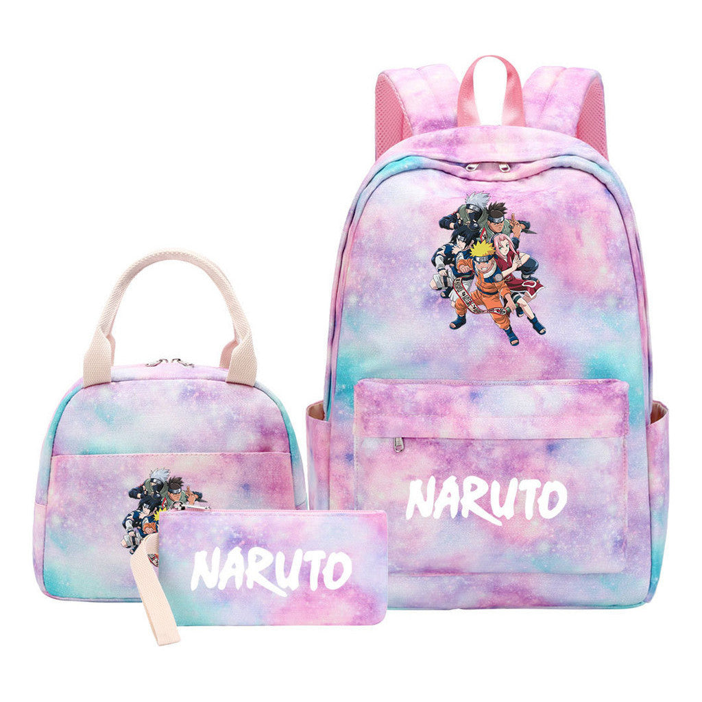 Naruto Teenage Student Girls School Bag Lunch Bag Three Piece Set Backpack Set