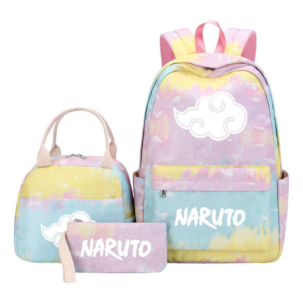 Naruto Teenage Student Girls School Bag Lunch Bag Three Piece Set Backpack Set