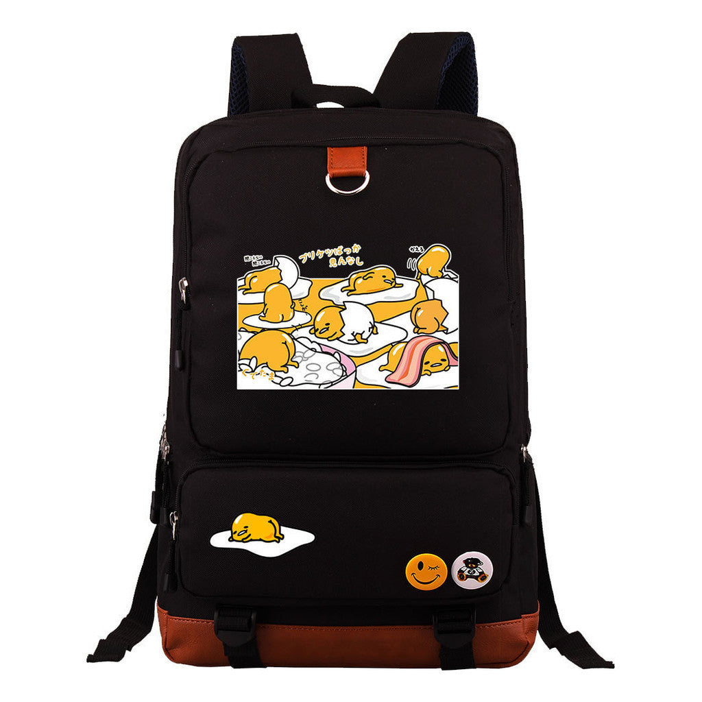 Cartoon Anime Lazy Egg Youth Student Backpack With Large Capacity Travel Bag For Boys And Girls Backpack