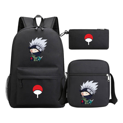 Anime Naruto Starry Sky Youth School Bag Three Piece Set For Men And Women Backpack Set