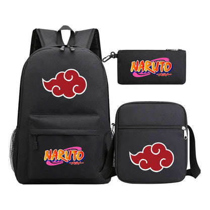 Anime Naruto Starry Sky Student School Bag Three Piece Set For Men And Women Backpack Set