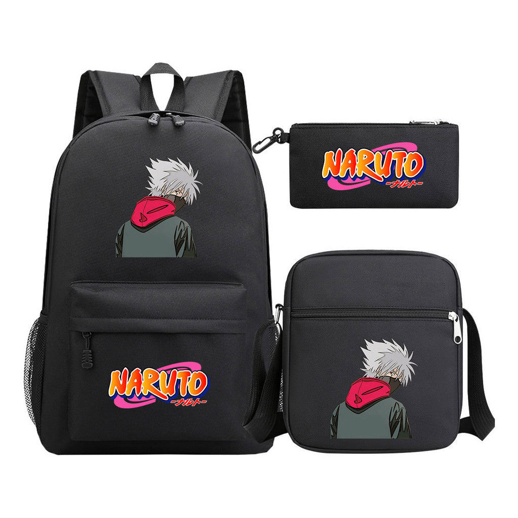 Anime Naruto Starry Sky Student School Bag Three Piece Set For Men And Women Backpack Set
