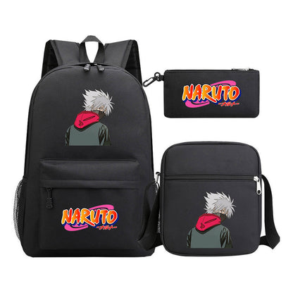 Anime Naruto Starry Sky Student School Bag Three Piece Set For Men And Women Backpack Set