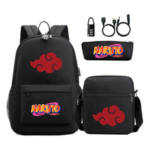Naruto Usb Password Lock Youth Student Backpack Three Piece Set Backpack Set