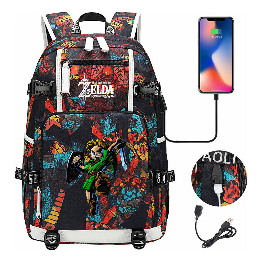 Legend Of Zelda Usb Earphones, Youth Backpacks, Men's And Women's Leisure Travel Backpacks