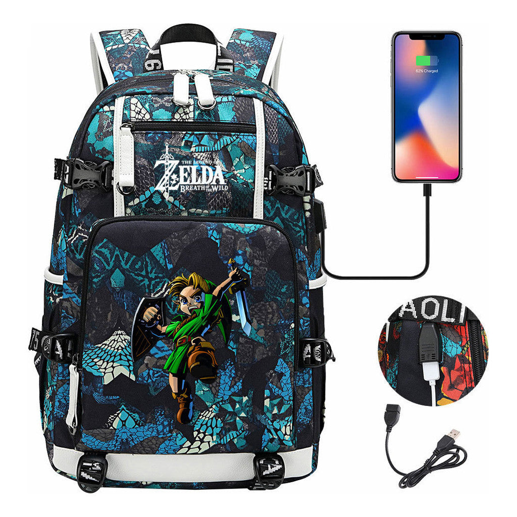 Legend Of Zelda Usb Earphones, Youth Backpacks, Men's And Women's Leisure Travel Backpacks
