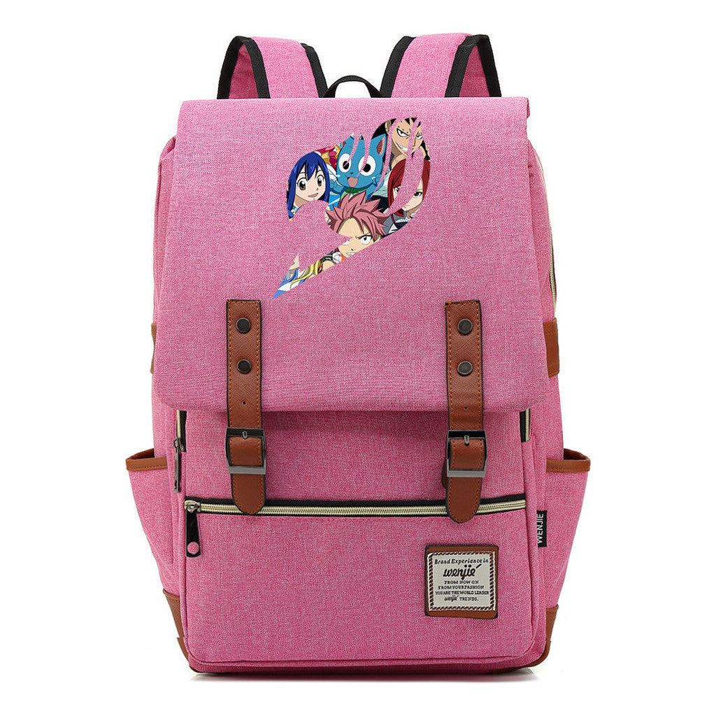 Printed Youth Student School Bag Casual Belt Buckle Classic Backpack
