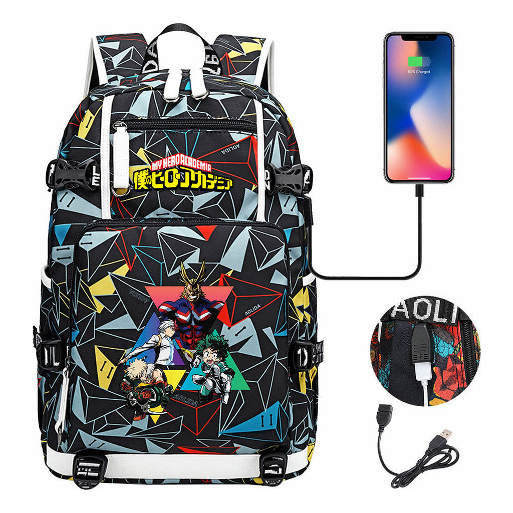 My Heroes Academy Usb Youth Student Backpack For Men And Women's Travel Backpacks