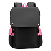 Color Blocking Usb Charging Cover Head Style Youth Student Backpack Backpack