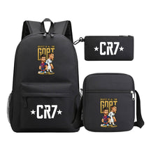 Sports star Cristiano Ronaldo printed youth student backpack 3-piece set for boys and girls backpack set