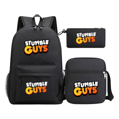 Three piece printed student backpack set for boys and girls, backpack set
