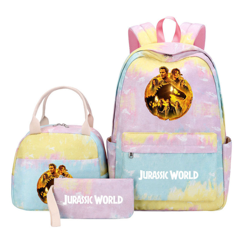 Jurassic Park Dinosaur Student School Bag Lunch Bag Three Piece Set Backpack Set