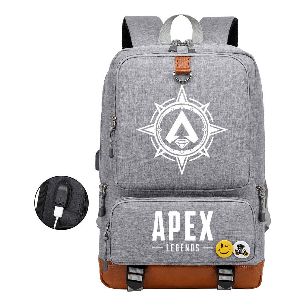 Apex Hero Print Usb Student Backpack Leisure Travel Backpack