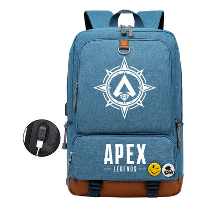 Apex Hero Print Usb Student Backpack Leisure Travel Backpack