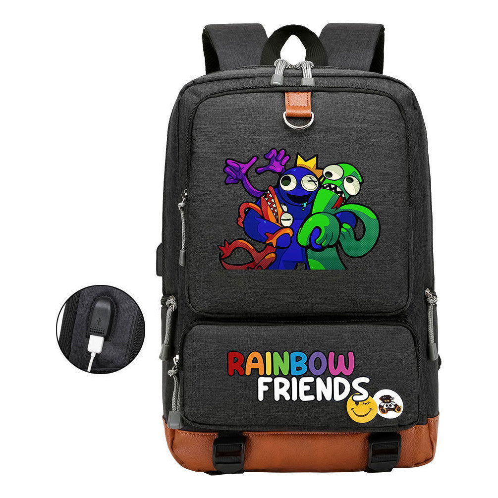 Rainbow Friend Usb Youth School Bag Leisure Travel Backpack