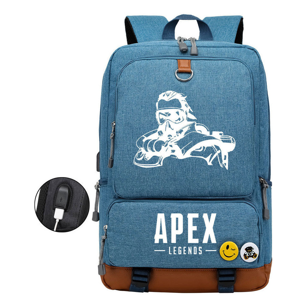 Apex Hero Print Usb Student Backpack Travel Backpack