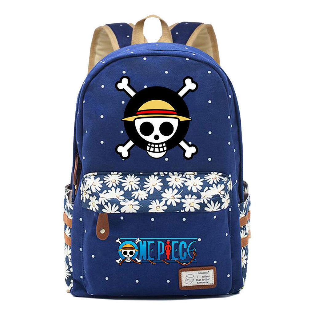 Anime Pirate King Lufei Printed Student School Bag Fragmented Flower Leisure Backpack