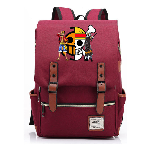 Anime Pirate King Luffy Printed Youth School Bag For Men And Women With Casual Belt Buckle Classic Backpack