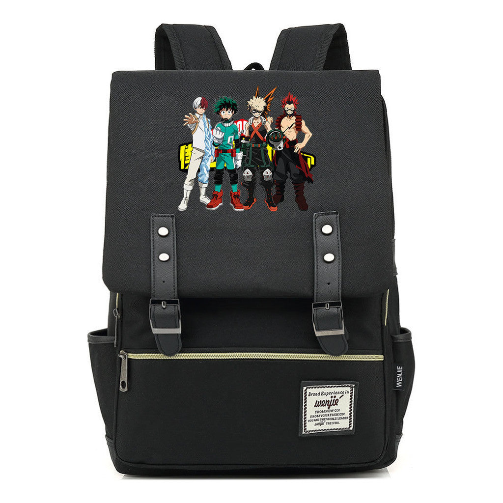 Anime My Heroes Academy Printed Youth Student Backpack Men's And Women's Leisure Belt Buckle Classic Backpack