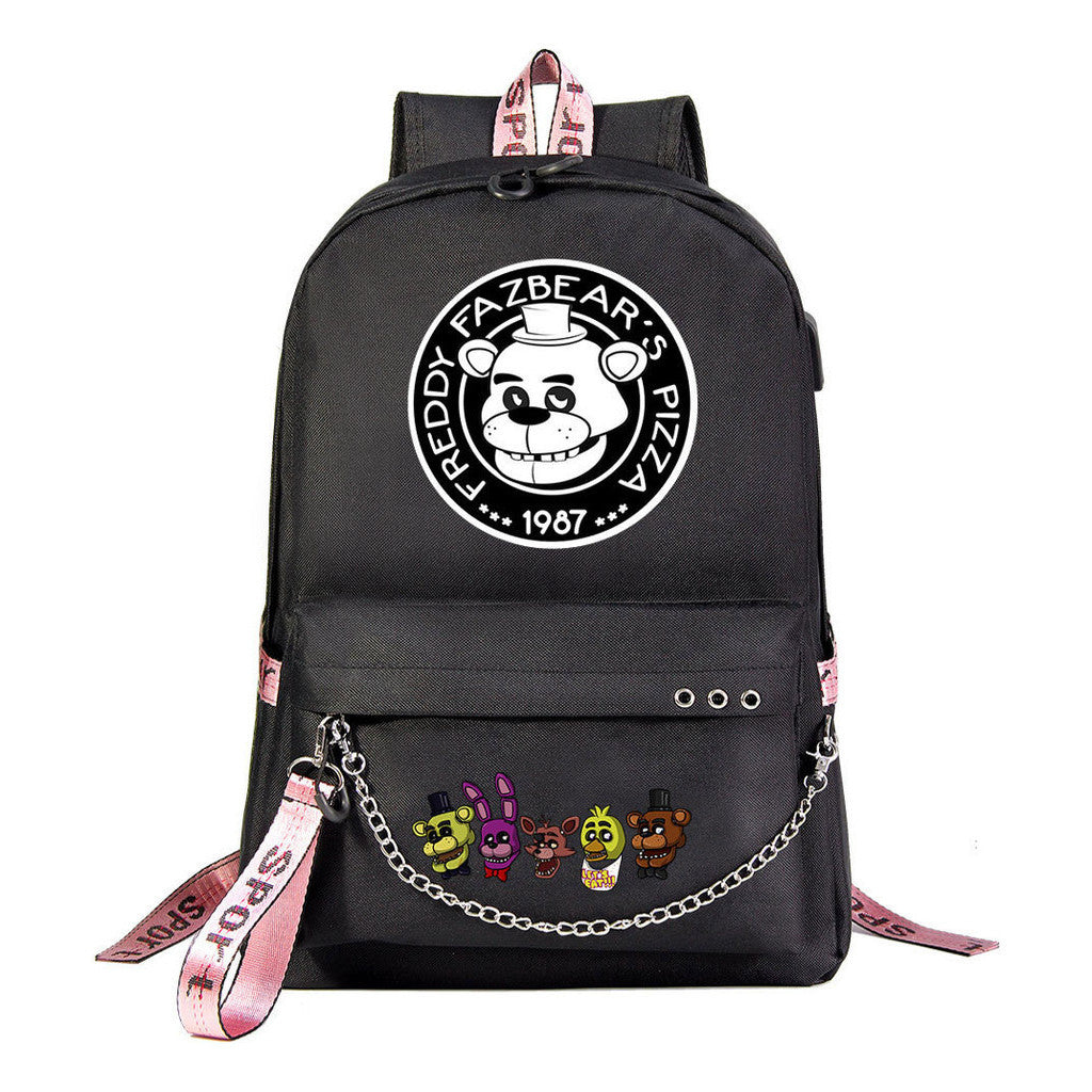 Toy Bear Game Usb Youth Student Backpack For Men And Women Leisure Travel Backpack