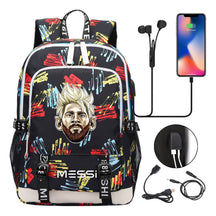 Sports Football Stars, Teenagers, Primary And Secondary School Students, Backpack Usb, Men's And Women's Leisure Backpack
