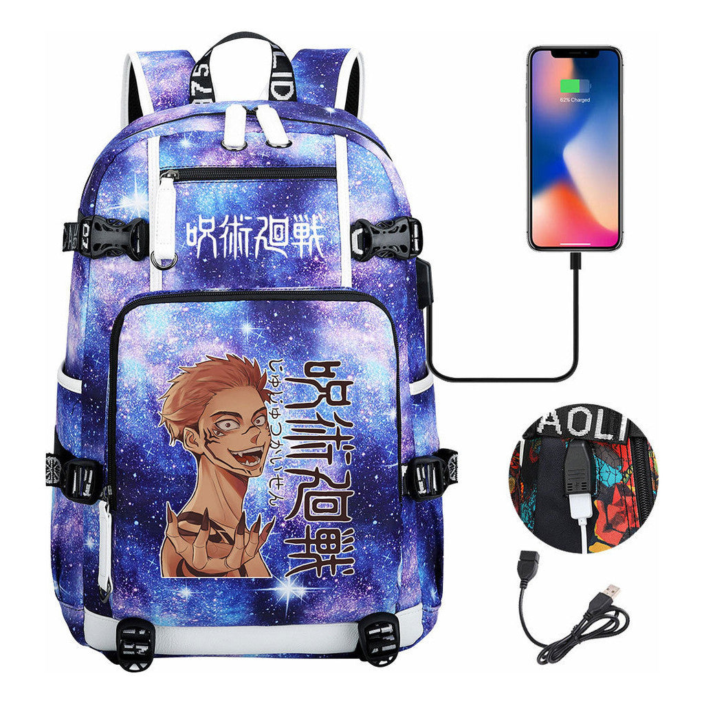 Printed Usb Youth Student Backpack For Men And Women's Leisure Large Capacity Travel Backpack