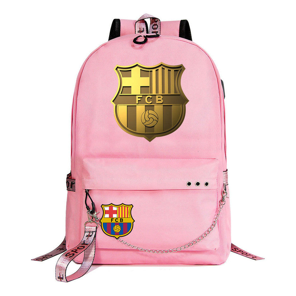Sports Football Star Printed Usb Student Backpack For Leisure Travel Backpack