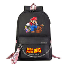 Mario Printed Usb Youth Student Backpack For Men And Women's Leisure Travel Backpack