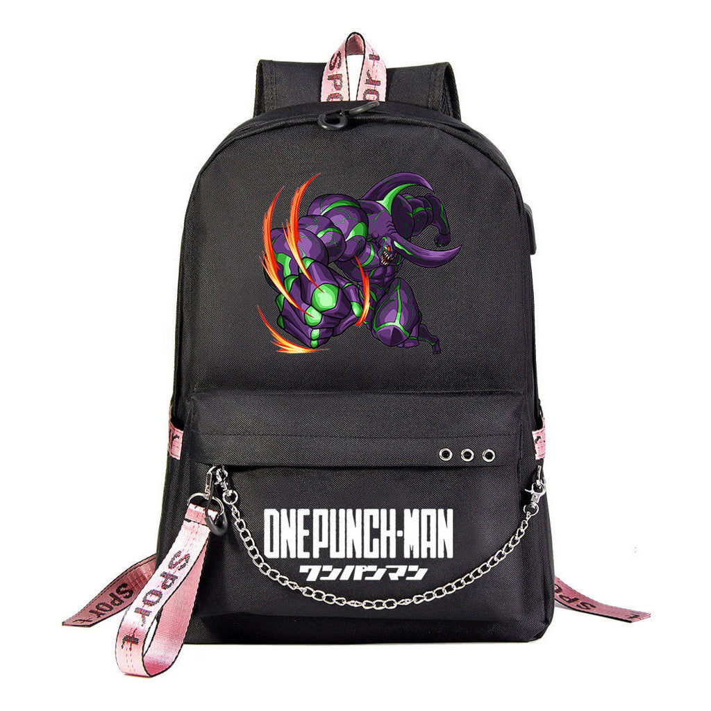 Comic One Punch Superman Printed Usb Youth Student Backpack Men's And Women's Leisure Travel Backpack