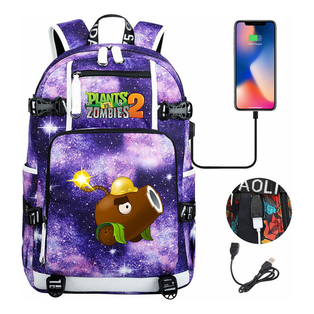 Printed Usb Youth Student Backpack For Men And Women's Leisure Travel Backpack