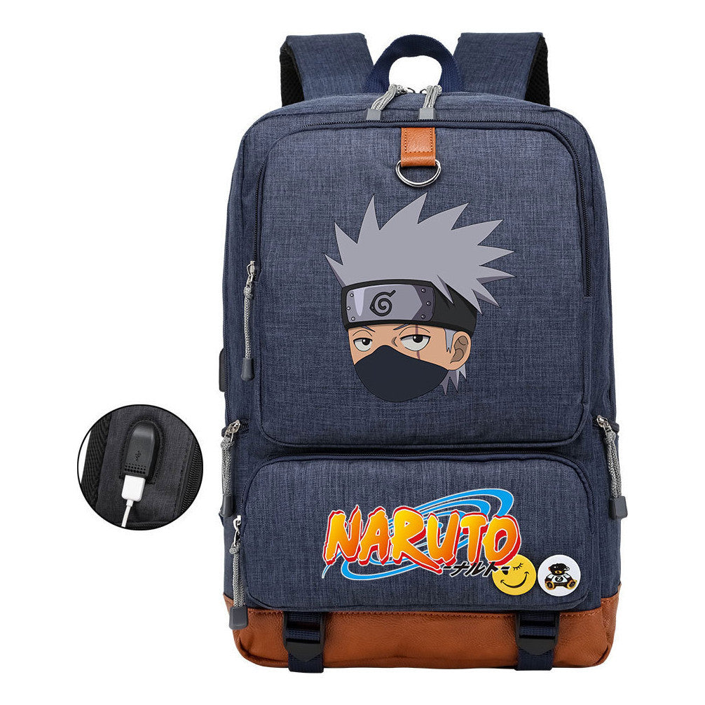Naruto Print Usb Youth Student Backpack For Men And Women Leisure Travel Backpack