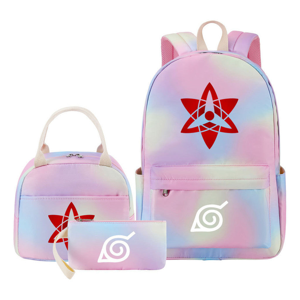Naruto Student Girl Backpack Lunch Bag Three Piece Set Backpack Set