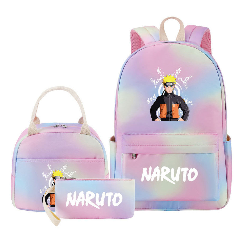 Naruto Student Girl Backpack Lunch Bag Three Piece Set Backpack Set