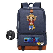 Cartoon Pirate King Print Usb Youth Backpack For Boys And Girls Leisure Travel Backpack
