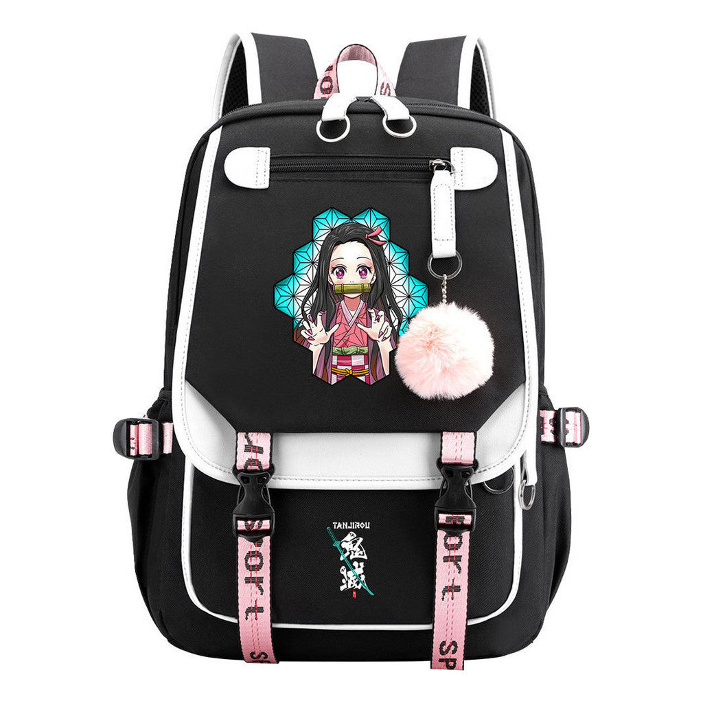 Cartoon Fashion Usb Student Backpack With Casual Woven Strap Flip Back Backpack