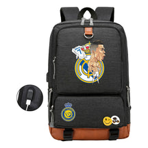 Football Star Cristiano Ronaldo Printed Usb Youth Student Backpack For Leisure Travel Backpack