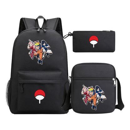 Anime Naruto Starry Sky Youth School Bag Three Piece Set For Men And Women Backpack Set