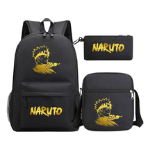Golden Anime Naruto Starry Sky Youth Student Backpack Set, 3-piece, Men's And Women's Backpack Set