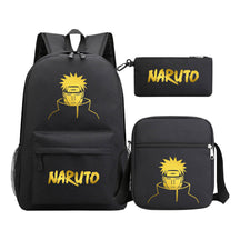 Golden Anime Naruto Starry Sky Youth Student Backpack Set, 3-piece, Men's And Women's Backpack Set