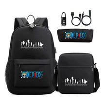 Cartoon Pirate King Usb Password Lock Youth Student School Bag Three Piece Set For Boys And Girls Backpack Set