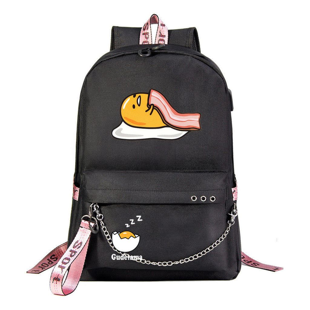 Lazy Egg Usb Youth Student Backpack For Boys And Girls Leisure Travel Backpack