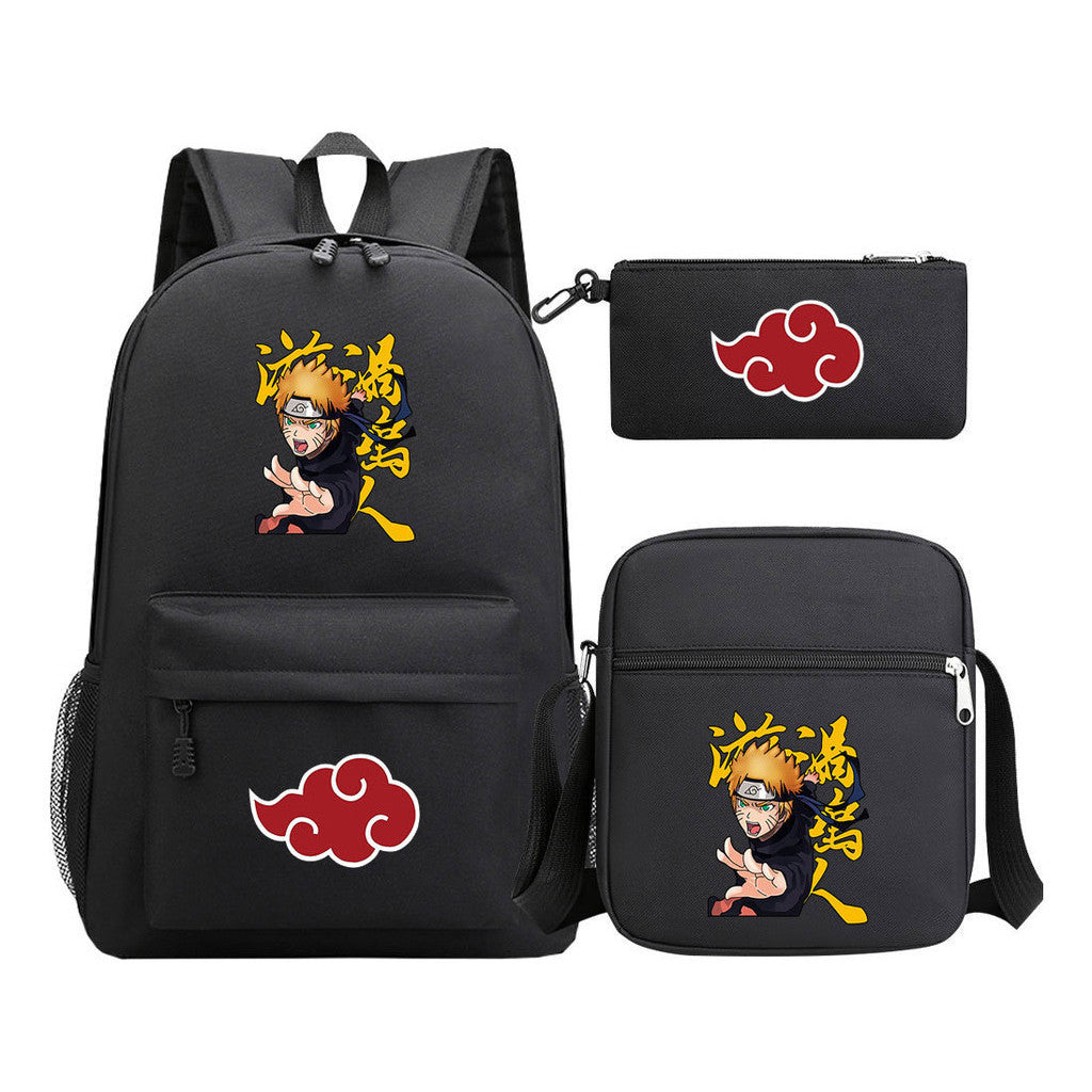 Anime Naruto Starry Sky Youth School Bag Three Piece Set For Boys And Girls Backpack Set